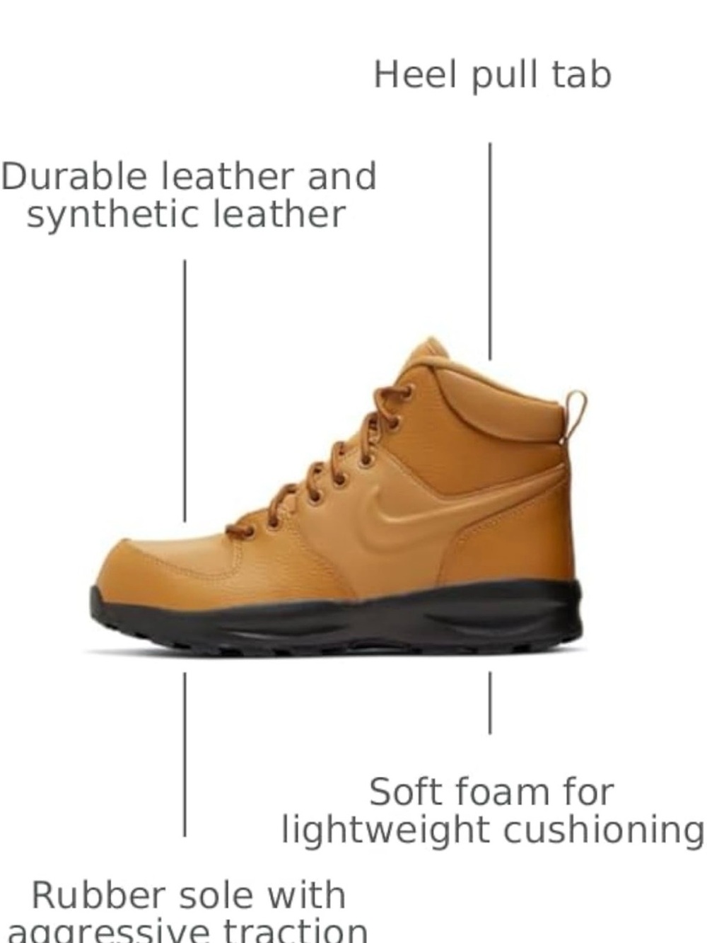 Nike Big Kids Manoa Leather Mid-Top Boot
